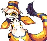  ambiguous_gender anthro fur kawaiipython light_brown_fur long_ears long_tail low_res markings multi_nipple multicolor_ears nipples solo tan_body tan_fur white_body white_fur yellow_eyes yellow_markings 