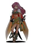  1girl arabian_clothes bra cape faris_scherwiz final_fantasy final_fantasy_v green_eyes harem_outfit highres long_hair mouth_veil mystic_knight purple_hair saito_piyoko sandals sword underwear veil weapon 