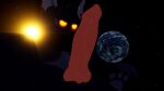  absurd_res animal_genitalia animal_penis anthro big_penis black_body black_fur canine_penis earth felid fur genitals glowing glowing_eyes hi_res huge_penis kaiju_paradise macro male mammal panther_(kaiju_paradise) pantherine penis planet planetary_macro rbxdontknowme roblox solo space sun 