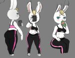  anthro big_butt blonde_hair breasts butt cleavage clothed clothing drinking female gym_clothing hair invalid_tag lagomorph leporid looking_at_viewer mammal moitasart nipples rabbit selfie sitting thick_thighs unfinished white_body white_bunn 