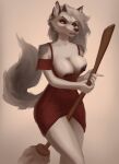  anthro big_(disambiguation) breasts broom canid canid_demon cleaning_tool clothing demon dress female goth halloween hellhound helluva_boss hi_res holidays invalid_tag katsumizi loona_(helluva_boss) magic_user mammal nipple_slip witch 