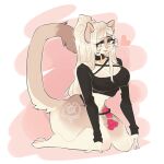  &lt;3 anthro big_breasts breasts brown_body brown_fur cleavage clothed clothing felid female fur goth green_eyes hair hi_res kneeling long_hair long_sleeves looking_at_viewer mammal open_mouth ponytail raised_tail solo swamplilly tattoo thick_thighs wide_hips 
