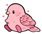  animal_focus animalization bird chibi feathers heart kirby kirby_(series) no_humans pink_feathers simple_background sitting spicymochi transparent_background tumblr_username 