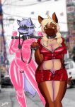  2016 anthro ball_gag bdsm big_breasts black_ball_gag black_collar blindfold blurred_background bodily_fluids bondage bottomwear bound breasts breathable_gag brown_body brown_fur canid canine canis cleavage clothed clothing collar cuff_(restraint) dildo dildo_in_pussy dildo_insertion domestic_dog dominant dominant_female duo elfriede exhibitionism eyewear female flying_sweatdrops fur gag gagged german_shepherd glasses grey_body grey_fur grey_hair hair hands_tied herding_dog hi_res husky jooshy latex latex_clothing leash leash_and_collar linda_romanovna_romanovich mammal nipple_outline nordic_sled_dog outside pastoral_dog penetration pink_latex public red_bottomwear red_clothing red_shorts red_topwear restraints rubber rubber_clothing rubber_suit sex_toy sex_toy_in_pussy sex_toy_insertion shorts siberian_husky spitz spreader_bar submissive submissive_female sweat sweatdrop tan_hair topwear vaginal vaginal_penetration vehicle wrist_cuffs zipper zipper_down 