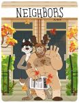  anthro autumn canid canine canis capreoline cervid comic cover cover_art cover_page hi_res male male/male mammal moose nardodraws nervous nude outdoor_nudity wolf 