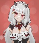  breasts cleavage demon_girl frills hair_ornament hairpin highres horns indie_virtual_youtuber large_breasts long_hair lucy_pyre red_eyes sleeveless tosi_vt white_hair 