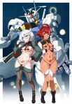  absurdres adama0s0284 ahoge aqua_eyes areola_slip bangs bikini black_footwear black_hairband black_pantyhose blush boots breasts covered_nipples dark-skinned_female dark_skin grey_eyes grey_hair gundam gundam_aerial gundam_suisei_no_majo hair_between_eyes hairband high_heel_boots high_heels highres long_hair looking_at_viewer low_ponytail lowleg mecha micro_bikini micro_bra micro_panties miorine_rembran navel nipples panties pantyhose partially_visible_vulva red_hair robot rx-78-2 skindentation small_breasts suletta_mercury swept_bangs swimsuit thick_eyebrows thong_bikini underwear 