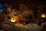  2022 3:2 3d_(artwork) alcohol averyhyena beverage big_breasts blizzard_entertainment bodily_fluids breasts canid canine canis condom digital_media_(artwork) female genital_fluids genitals glowing glowing_eyes hi_res hindpaw holding_breast humanoid_genitalia humanoid_pussy jack-o&#039;-lantern looking_at_viewer lying mammal nipples nude on_side pawpads paws pinup pose presenting pubes pussy pussy_juice sexual_barrier_device solo source_filmmaker unused_condom video_games warcraft were werecanid wolf worgen 