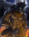  abs absurd_res animal_genitalia animal_penis anthro balls biceps canid canine canis cloud dark_forest digital_media_(artwork) fanfic_art fog food forest forest_background fruit full_moon genitals glowing glowing_eyes hair halloween hi_res holidays jack-o&#039;-lantern looking_at_viewer male mammal moon muscular muscular_anthro muscular_male nature nature_background night night_sky nude outside pecs penis plant pumpkin sheath smile solo solo_focus tree were werecanid werecanine werewolf wolf yellow_eyes zeym 