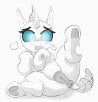  &lt;3 anatomically_correct anatomically_correct_genitalia anatomically_correct_pussy animal_genitalia animal_pussy anus arthropod blue_eyes changeling clitoris cute_fangs equine_pussy eyebrows eyelashes fangs female feral friendship_is_magic genitals greyscale hasbro hooves horn monochrome my_little_pony ocellus_(mlp) open_mouth pabbley puffy_anus pussy simple_background solo spread_legs spreading white_background 
