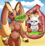  abdominal_bulge ambiguous_gender animal_humanoid anthro beach bodily_fluids breasts burp_cloud burping cloud crossed_arms duo fangs featureless_breasts featureless_crotch female generation_4_pokemon generation_8_pokemon hi_res humanoid lagomorph lagomorph_humanoid larger_anthro larger_female larger_pred lopunny mammal mammal_humanoid nintendo organs pokemon pokemon_(species) rumbling_stomach scorbunny seaside size_difference smaller_ambiguous smaller_prey stomach stomach_acid vexing_vortex video_games vore 