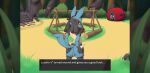  anus balls blush fur generation_4_pokemon genitals hi_res looking_at_viewer lucario male naika nintendo pokemon pokemon_(species) raised_tail red_eyes solo text video_games 