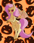  bat_wings chiropteran ek_(artist) equid equine fangs female feral flutterbat_(mlp) fluttershy_(mlp) food friendship_is_magic fruit halloween hasbro hi_res holidays hooves hybrid mammal membrane_(anatomy) membranous_wings my_little_pony plant pumpkin red_eyes solo wings 