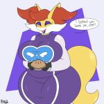  anthro big_breasts breasts clothing cosplay delphox dessert english_text exclamation_point eyes_closed female food generation_6_pokemon hair holding_food holding_object holding_pie huge_breasts huge_hips huge_thighs inner_ear_fluff multicolored_body nintendo open_mouth pie pokemon pokemon_(species) red_hair robe solo speech_bubble text thick_thighs thixxen tuft undertale undertale_(series) video_games wide_hips 