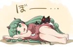  1girl animal barefoot blush cat cloud_print curly_hair drooling full_body green_eyes green_hair horns kaenbyou_rin kaenbyou_rin_(cat) kariyushi_shirt komano_aunn long_hair open_mouth red_shirt rokugou_daisuke shirt short_sleeves shorts single_horn solo touhou white_shorts 