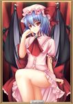 bad_id bad_pixiv_id bat_wings blue_hair hat mikan_(5555) red_eyes remilia_scarlet short_hair solo touhou wings 