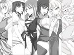  bad_id bad_pixiv_id bottomless breasts cleavage column_lineup dean greyscale hijiri_byakuren houjuu_nue large_breasts monochrome multiple_girls murasa_minamitsu navel nazrin no_panties open_clothes panties short_hair striped striped_panties toramaru_shou touhou undefined_fantastic_object underwear unzan 