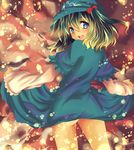  blue_eyes gradient_hair hair_bobbles hair_ornament hat kawashiro_nitori multicolored_hair nanato no_panties skirt skirt_lift solo touhou two_side_up 