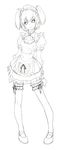  bad_id bad_pixiv_id bow breasts cleavage_cutout greyscale highres legs maid maid_headdress medium_breasts miniskirt monochrome moyamoya original ribbon short_hair skirt solo thighhighs twintails 