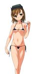  bikini brown_eyes brown_hair head_mounted_display micro_bikini misaka_imouto misaka_imouto_10032 navel nekomamire side-tie_bikini solo swimsuit to_aru_majutsu_no_index undressing untying 