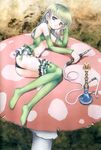  alice_in_wonderland breasts caterpillar_(wonderland) cleavage garter_belt green_legwear highres hookah lingerie panties plastic_moon small_breasts solo thighhighs underwear 