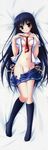  absurdres black_hair black_legwear blush bra dakimakura highres kanekiyo_miwa kneehighs legs lingerie long_hair natsu_no_ame navel necktie panties school_uniform segawa_rikako side-tie_panties skirt socks underwear 