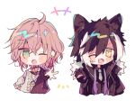  +++ 2boys ;d ahoge animal_ears asymmetrical_jacket black_choker black_coat black_gloves black_hair black_shirt black_undershirt black_vest blush_stickers brown_jacket choker claw_pose coat collared_shirt cropped_torso earrings fangs fur-trimmed_coat fur_trim gloves green_eyes hair_between_eyes himegamik holostars jackal_boy jackal_ears jacket jewelry kageyama_shien looking_at_viewer male_focus multicolored_hair multiple_boys necktie notice_lines one_eye_closed outstretched_hand pendant pink_hair rikka_(holostars) shirt short_hair single_earring skin_fangs smile stole sweater transparent_background two-tone_hair vest virtual_youtuber white_hair white_necktie white_sweater yellow_eyes 