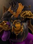  absurd_res anthro areola aurum_(scottred) belly black_body black_fur black_hair black_sclera bottomwear bulge canid canine canis cheek_tuft claws clothed clothing duo facial_tuft fangs fingers fur fur_tuft gold_(metal) hair hi_res jackal male male/male male_pred mammal markings musclegut muscular muscular_anthro muscular_male narrowed_eyes neck_tuft nipples oral_vore scottred stomach_mouth tongue topless tuft vore yellow_areola yellow_body yellow_claws yellow_eyes yellow_fur yellow_markings yellow_nipples yellow_nose yellow_tongue 