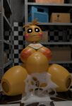  &lt;3 &lt;3_eyes 2022 3d_(artwork) absurd_res amputee animatronic anthro areola avian bib bird blush blush_stickers bodily_fluids breasts chicken cum cum_on_ground digital_media_(artwork) disability female feversfm five_nights_at_freddy&#039;s five_nights_at_freddy&#039;s_2 galliform gallus_(genus) genital_fluids hi_res looking_up lovetaste_chica machine nipple_piercing nipples orange_areola orange_nipples phasianid piercing robot runaboo_chica scottgames solo teeth toy_chica_(fnaf) video_games yellow_body 