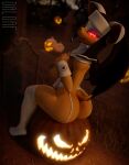  3d_(artwork) absurd_res anthro big_breasts big_butt blood blood_in_mouth bodily_fluids breasts butt chiropteran clothed clothing daloaf digital_media_(artwork) eyelashes female food fruit fur glowing glowing_eyes halloween headgear headwear hi_res holidays jack-o&#039;-lantern legwear licking licking_lips looking_at_viewer looking_back makeup mammal membrane_(anatomy) membranous_wings nipples nun partially_clothed plant pumpkin rouge_the_bat sega solo sonic_the_hedgehog_(series) stockings tombstone tongue tongue_out vampire wings 