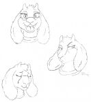  2017 anthro bodily_fluids bovid caprine crying ears_down expression_sheet expressions eyes_closed eyewear fangs female fur glasses goat headshot_portrait hi_res horn jimfoxx looking_aside looking_at_viewer mammal mouth_closed multiple_images narrowed_eyes open_mouth pivoted_ears portrait signature smile smiling_at_viewer solo tears tongue toriel undertale_(series) wide_eyed 