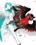  anal anal_penetration anthro avian blue_body blue_fur blue_the_birb bottomless clothed clothing duo feathers fur gryphon hair hi_res leg_markings male male/male markings mythological_avian mythology penetration red_body red_feathers red_hair socks_(marking) tagme thatonegryphon 