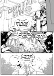  anon anthro black_and_white clothing comic day detailed_background dialogue duo english_text female generation_1_pokemon hi_res human jungle male mammal monochrome nidoqueen nintendo pokemon pokemon_(species) queenie_(shoutingisfun) shoutingisfun sign speech_bubble text video_games 