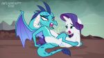  2018 absurd_res anthro blue_body blue_eyes blue_scales bodily_fluids digital_media_(artwork) dragon dragon_land duo equid equine eye_contact eyebrows female feral friendship_is_magic genital_fluids hair hasbro hi_res horn horse interspecies looking_at_another mammal metalhead97 my_little_pony on_model orange_eyes orgasm pony princess_ember_(mlp) purple_hair pussy_juice rarity_(mlp) scales scalie sex tribadism unicorn vaginal white_body wings 