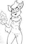  anthro big_eyes biped eeveelution female fire flareon fur generation_1_pokemon genitals monochrome nintendo nipples nude open_mouth pokemon pokemon_(species) pokemorph pussy reddragonkan solo traditional_media_(artwork) video_games 