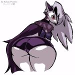  animated anthro big_butt bouncing_butt butt canid canid_demon canine canis demon female feral fur grey_body grey_fur hair hellhound helluva_boss hybrid long_hair long_tail looking_at_viewer loona_(helluva_boss) mammal red_eyes rohan_furries solo thick_thighs twerking white_body white_fur wolf 