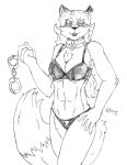  2017 anthro bra breasts canid canine carmelita_fox chest_tuft cleavage clothed clothing collar cuff_(restraint) ear_piercing ear_ring female fox fur hair hand_on_leg hand_on_thigh handcuffs hi_res holding_handcuffs holding_object inner_ear_fluff jimfoxx looking_at_viewer mammal metal_cuffs panties piercing restraints ring_piercing signature sly_cooper_(series) smile smiling_at_viewer solo sony_corporation sony_interactive_entertainment standing sucker_punch_productions teeth tuft underwear video_games 