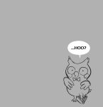  absurd_res animal_crossing anthro avian biped bird blank_expression blathers_(animal_crossing) bow_tie dialogue dropping_object glacierclear hi_res male monochrome nintendo owl solo speech_bubble video_games 