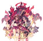  2girls bangs black_hair blush brown_eyes brown_hair closed_mouth dusk_ball dynamax_band eyelashes gigantamax gigantamax_grimmsnarl gloria_(pokemon) gloves green_eyes grimmsnarl hair_ribbon holding holding_poke_ball leggings liepard marnie_(pokemon) morpeko morpeko_(full) multiple_girls navel obstagoon partially_fingerless_gloves poke_ball pokemon pokemon_(creature) pokemon_(game) pokemon_swsh premier_ball red_ribbon ribbon sableye short_hair single_glove smile sports_bra starshadowmagician 