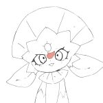  1girl :3 animal_ears body_fur commentary_request cross-eyed flat_chest forehead_jewel furry furry_female greyscale happy head_tilt monochrome open_mouth partial_commentary petals pokemon pokemon_(creature) shira_(sirairo116) simple_background sketch smile solo spot_color straight-on upper_body weavile white_background 