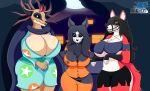  2022 anthro antlers asian_clothing big_breasts big_butt black_lips black_sclera blazkenzxy blush bone breasts brown_body brown_fur butt canid canid_demon canine canis cervid cleavage cloak clothed clothing cosplay creepypasta curvy_figure deity demon digital_drawing_(artwork) digital_media_(artwork) domestic_dog ear_piercing east_asian_clothing eldritch_abomination fangs female fingerless_gloves fur gloves glowing glowing_eyes group hair halloween halloween_costume handwear hellhound hi_res holidays horn huge_breasts japanese_clothing kimono lips long_hair looking_at_viewer malo mammal monster moon multicolored_body multicolored_fur neck_tuft piercing red_body red_fur scp-1471 scp-1471-a scp_foundation sharp_teeth signature skull skull_head smile smile.dog specimen_8 spooky&#039;s_jump_scare_mansion tan_body tan_fur teeth thick_thighs tongue tongue_out trio tuft two_tone_body two_tone_fur video_games voluptuous white_body white_fur wide_hips 