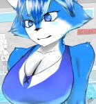  absurd_res anthro big_breasts breasts cleavage close-up clothed clothing female fur hi_res solo swimwear vensaru 