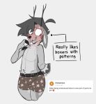  anthro antlers blush boxers_(clothing) boxers_only caption cervid clothing ears_down embarrassed fingers hand_behind_back hi_res hooved_fingers hooves horn male mammal pablo_(pcraxkers) pcraxkers pivoted_ears question simple_background solo standing underwear white_background 