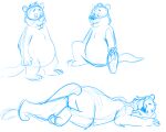  2021 anthro biped brok_the_investigator cricetid eyes_closed feet hi_res lying mammal model_sheet multiple_poses muskrat pose rodent simple_background sitting sketch slightly_chubby sobieniak solo tramp_(brok_the_investigator) video_games 