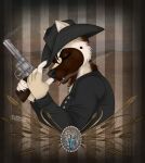  anthro canid canine canis cigar cowboy dark domestic_dog german_shepherd goth gun handgun herding_dog hi_res male mammal medickylo pastoral_dog pistol ranged_weapon revolver sheperd smoke solo thehuntingwolf weapon ych 