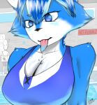  &lt;3 absurd_res anthro big_breasts breasts cleavage close-up clothed clothing dessert female food fur hi_res ice_cream solo swimwear tongue vensaru 