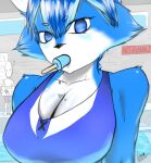  absurd_res anthro big_breasts breasts cleavage close-up clothed clothing female fur hi_res solo swimwear vensaru 