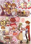  1boy 6+girls blonde_hair blue_vest blush brown_hair butz_klauser cape dancer_(final_fantasy) faris_scherwiz final_fantasy final_fantasy_v glowing glowing_eyes gold_trim halicarnassus highres krile_mayer_baldesion lenna_charlotte_tycoon lipstick_mark mid_previa multiple_girls pink_hair protected_link purple_hair red_cape saito_piyoko shaded_face square_enix vest 