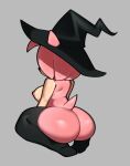  amy_rose anthro areola big_butt breasts butt clothing eulipotyphlan female fiinel hair hat headgear headwear hedgehog kneeling legwear mammal mostly_nude multicolored_body nipples pink_body pink_hair sega solo sonic_the_hedgehog_(series) tan_body thigh_highs two_tone_body witch_hat 