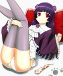  agent_mikan bad_id bad_pixiv_id bangs blunt_bangs frilled_pillow frills gokou_ruri long_hair mole mole_under_eye no_pants ore_no_imouto_ga_konna_ni_kawaii_wake_ga_nai panties pillow purple_eyes purple_hair purple_legwear solo thighhighs underwear 